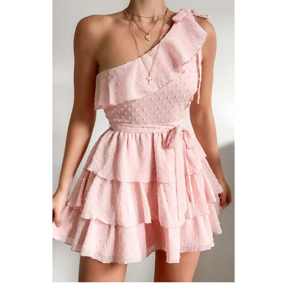 One shoulder mini length dress